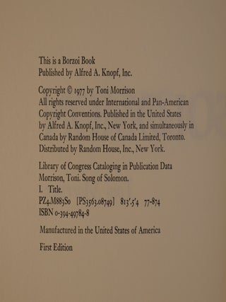 Song of Solomon SIGNED