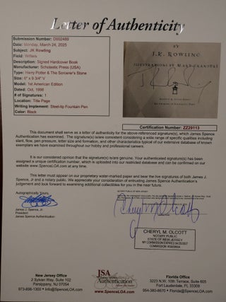 Harry Potter and the Sorcerer's Stone SIGNED COA