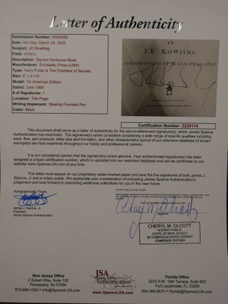 Harry Potter and the Chamber of Secrets SIGNED COA