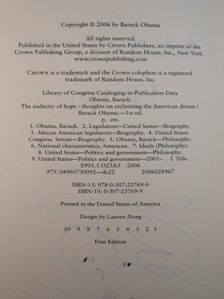 The Audacity of Hope SIGNED