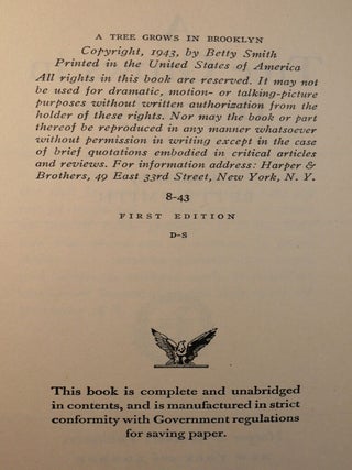 A Tree Grows in Brooklyn SIGNED